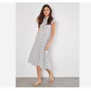 Calvin Klein Blue and White Striped Midi Dress